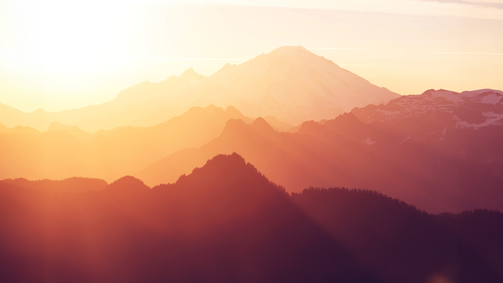 Scenic Sunset in the mountains. Autumn season.